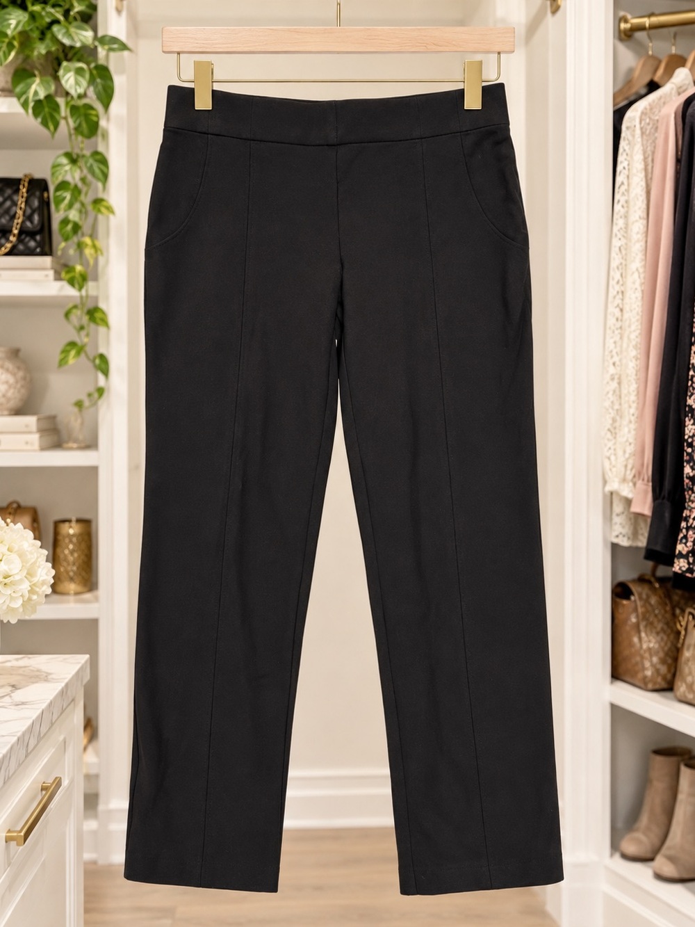 Thalian Black Women's Stretch Dress Trousers Ponte Pants Size 14